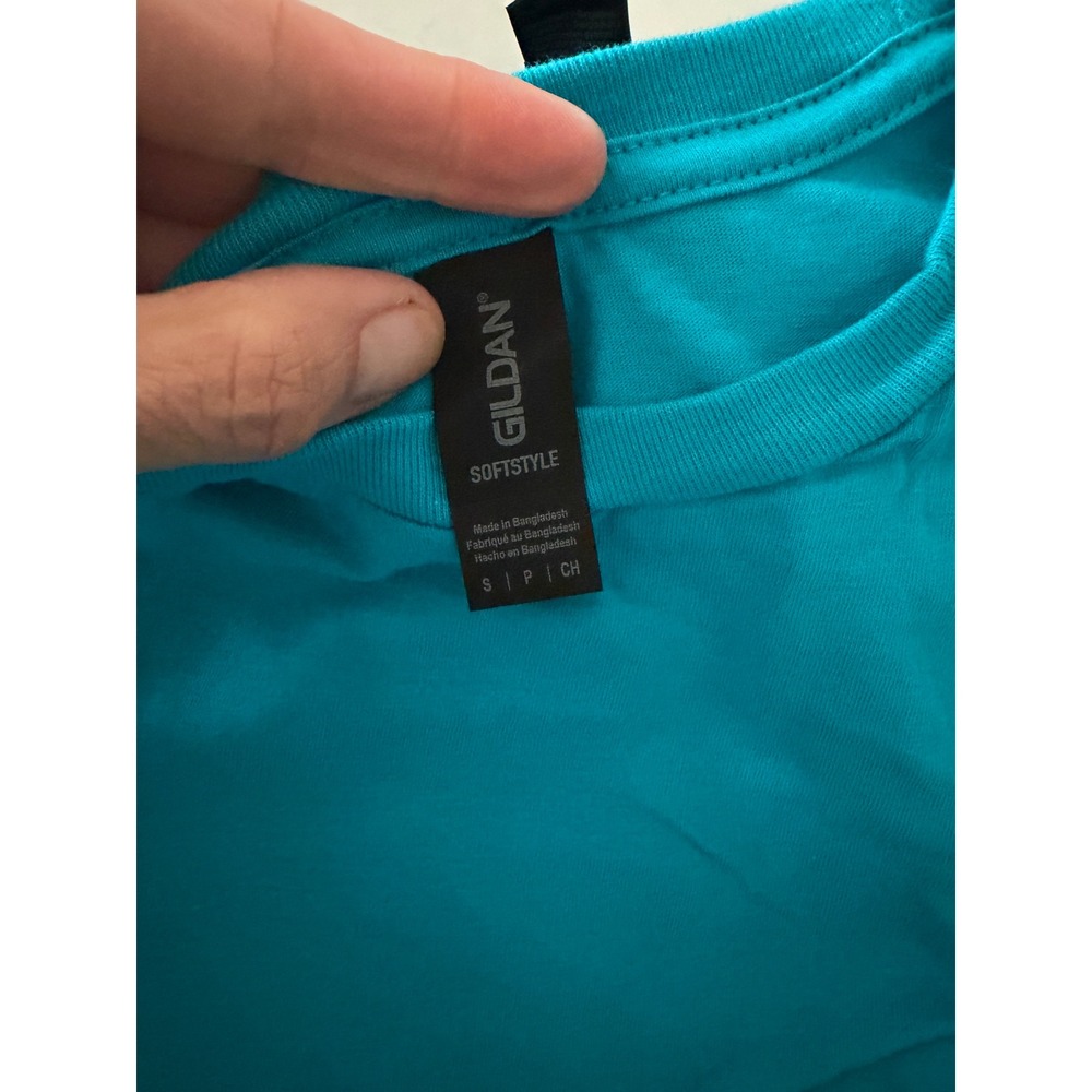 Gildan Softstyle Turquoise Blue Cotton Short Sleeve T-Shirt Mens Small S 64000 - Picture 3 of 5